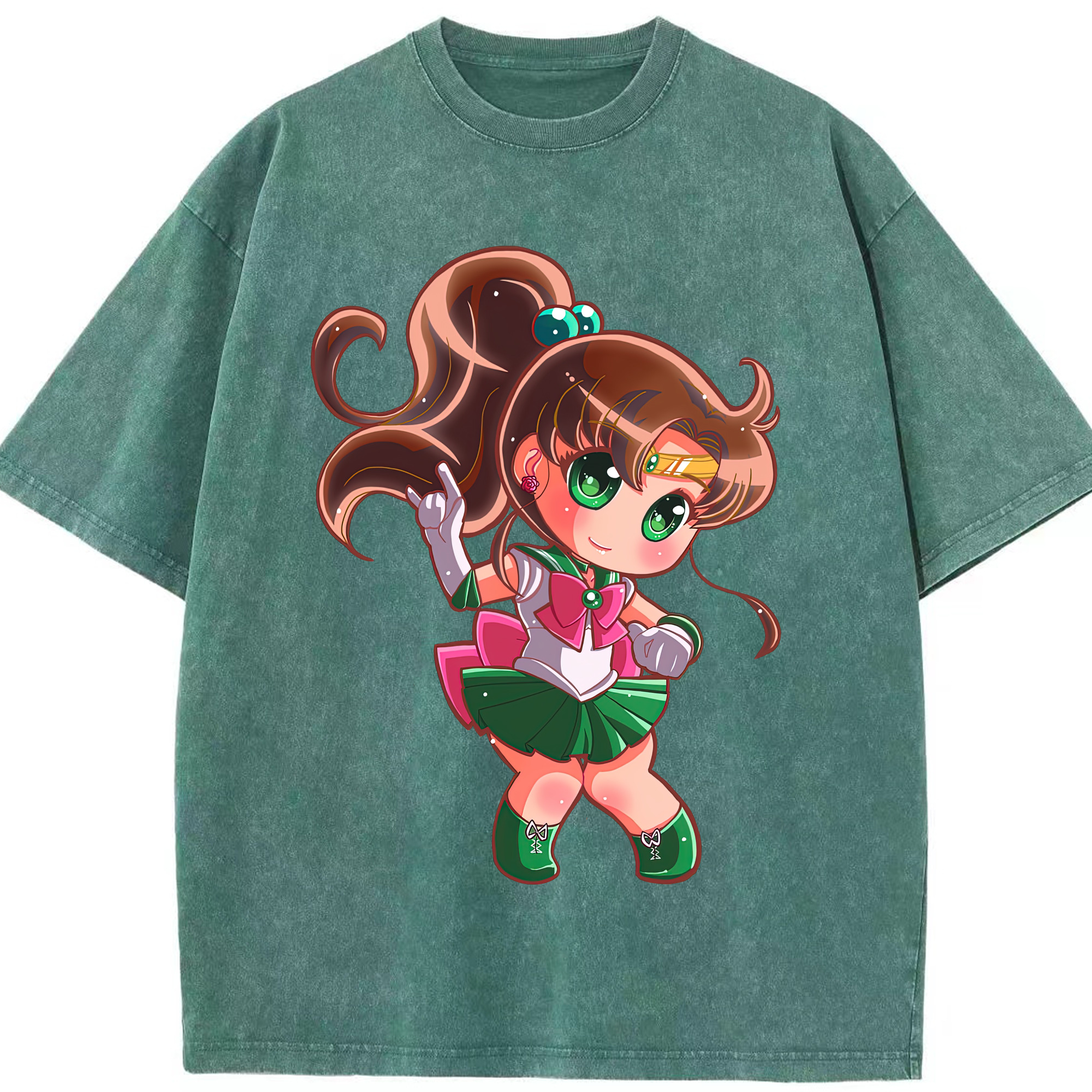 （画像用） 美少女戦士セーラームーン 木野 まこと きの まこと Sailor Moon Kino Makoto （セーラージュピター；Sailor Jupiter） 綿100% ヴィンテージ風 半袖Tシャツ（フロントプリント）